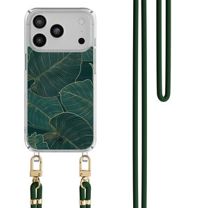 Casimoda iPhone 17 Pro Max hoesje met groen koord - Monstera leaves