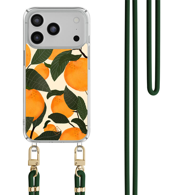 Casimoda iPhone 17 Pro Max hoesje met groen koord - Orange garden