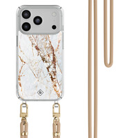 Casimoda iPhone 17 Pro Max hoesje met beige koord - Marmer goud