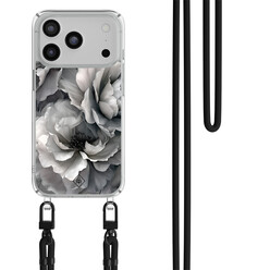 Casimoda iPhone 17 Pro Max hoesje met zwart koord - Pioenroos