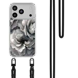 Casimoda iPhone 17 Pro Max hoesje met zwart koord - Pioenroos