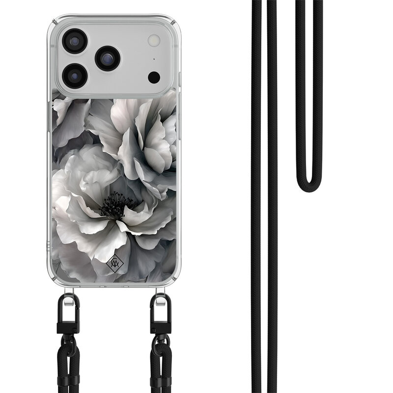 Casimoda iPhone 17 Pro Max hoesje met zwart koord - Pioenroos