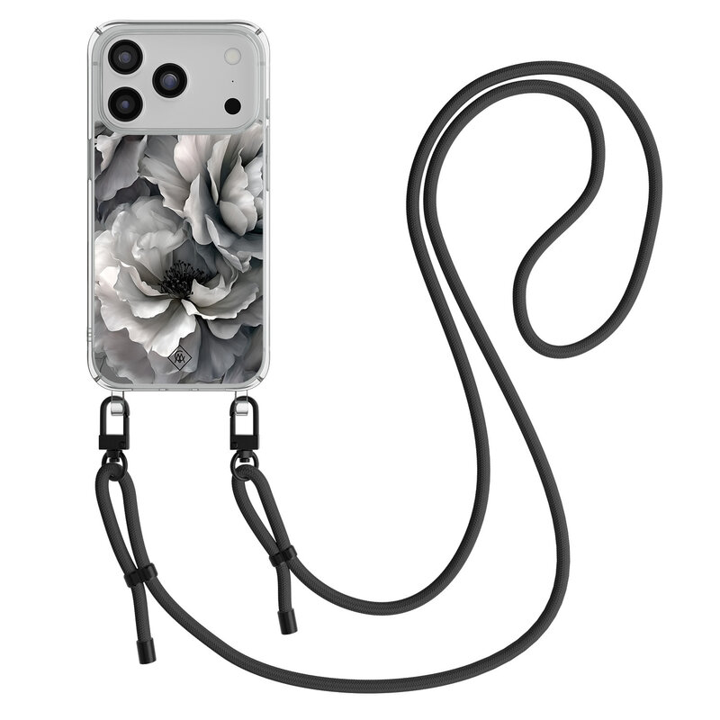 Casimoda iPhone 17 Pro Max hoesje met zwart koord - Pioenroos