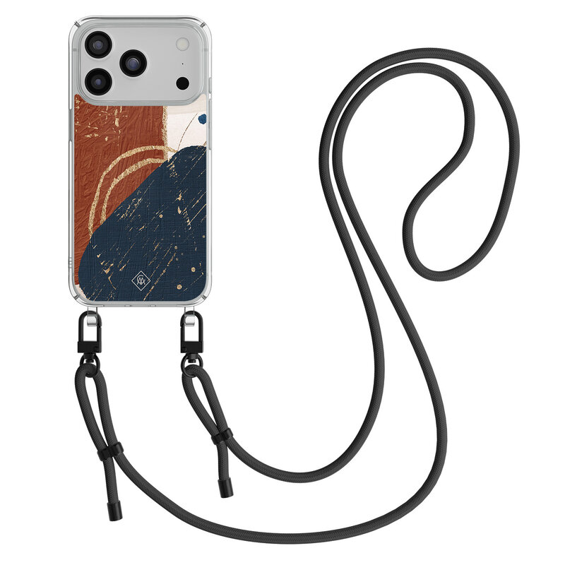 Casimoda iPhone 17 Pro Max hoesje met zwart koord - Abstract teracotta