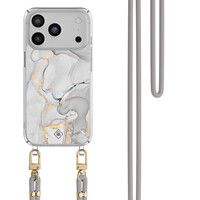 Casimoda iPhone 17 Pro Max hoesje met grijs koord - Marmer grijs