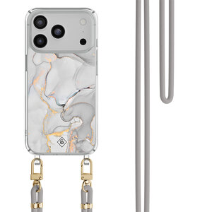 Casimoda iPhone 17 Pro Max hoesje met grijs koord - Marmer grijs