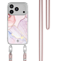 Casimoda iPhone 17 Pro Max hoesje met rosegoud koord - Purple sky