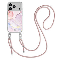 Casimoda iPhone 17 Pro Max hoesje met rosegoud koord - Purple sky