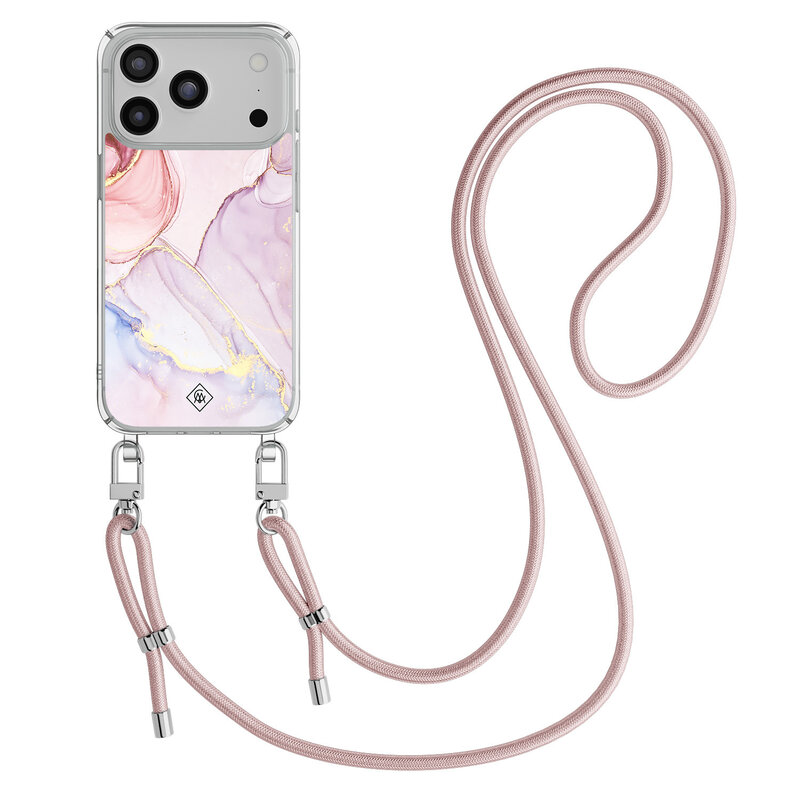Casimoda iPhone 17 Pro Max hoesje met rosegoud koord - Purple sky