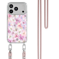 Casimoda iPhone 17 Pro Max hoesje met rosegoud koord - Hortensia
