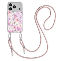 Casimoda iPhone 17 Pro Max hoesje met rosegoud koord - Hortensia