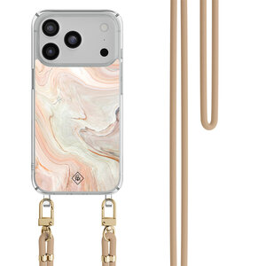 Casimoda iPhone 17 Pro Max hoesje met beige koord - Marmer waves