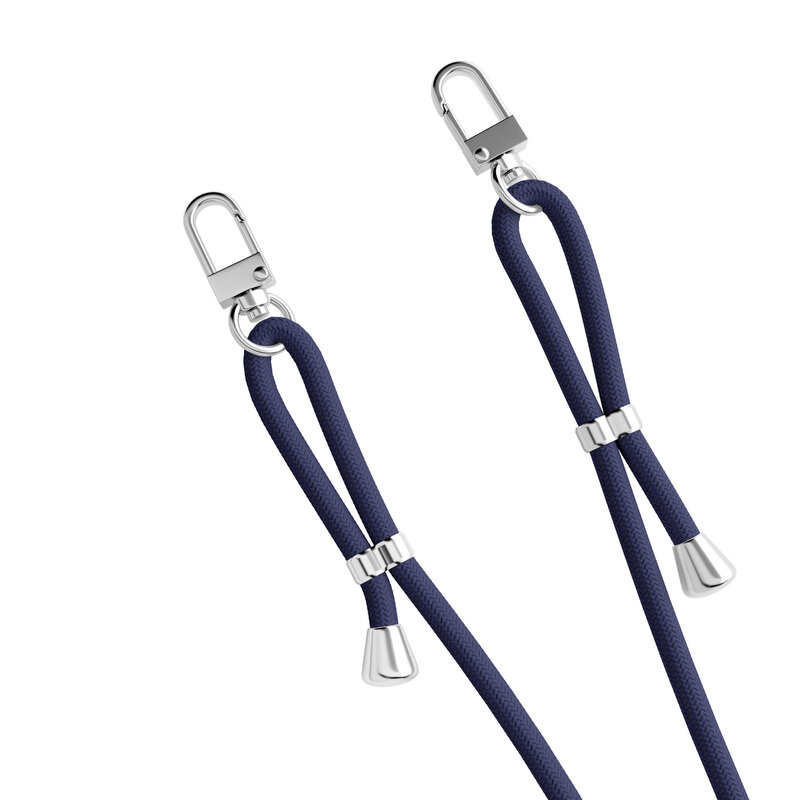 Casimoda iPhone 17 Pro Max hoesje met donkerblauw koord - Marmer lichtblauw