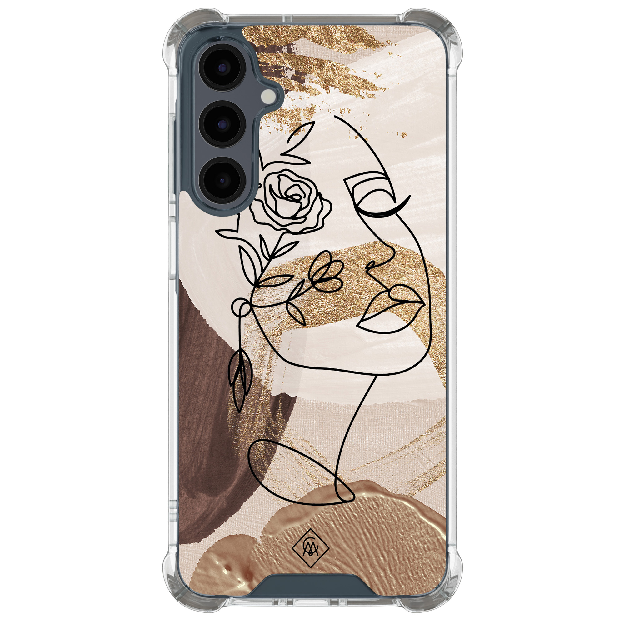 Samsung Galaxy A17 shockproof hoesje Abstract gezicht bruin