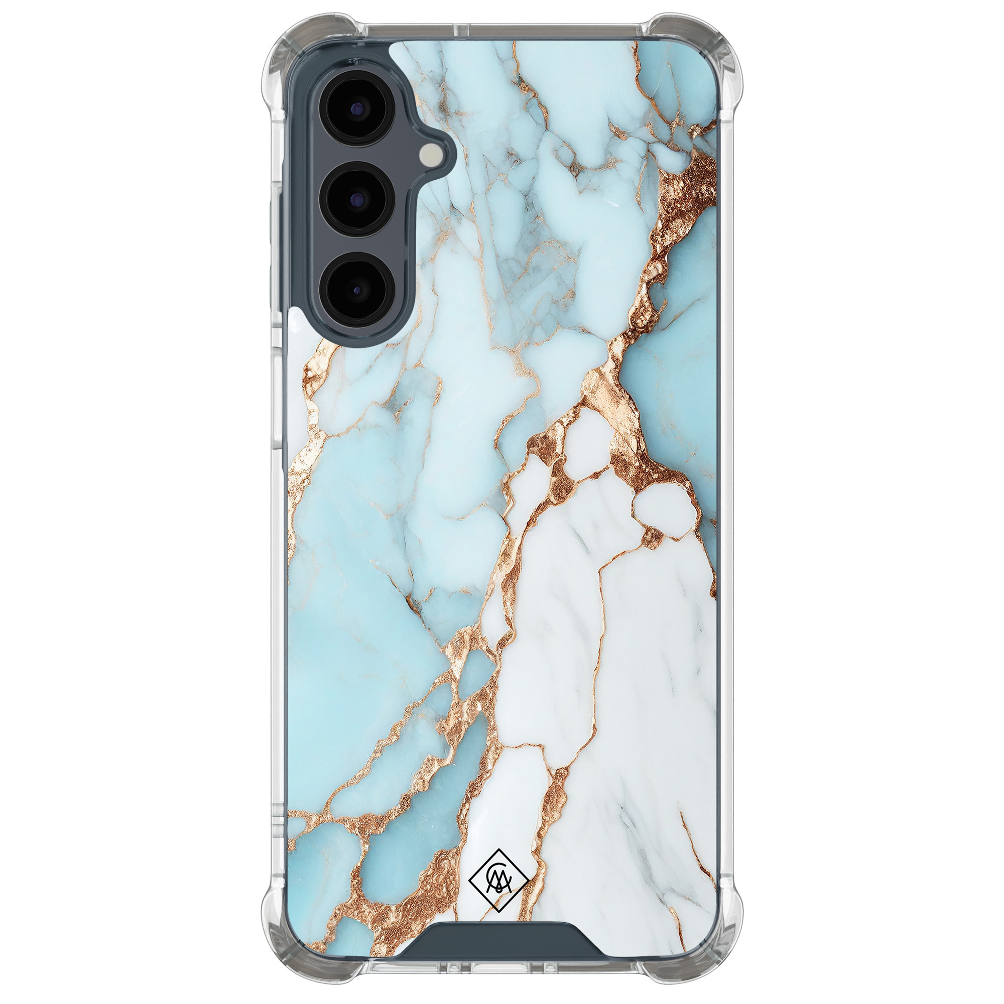 Samsung Galaxy A17 shockproof hoesje Marmer lichtblauw