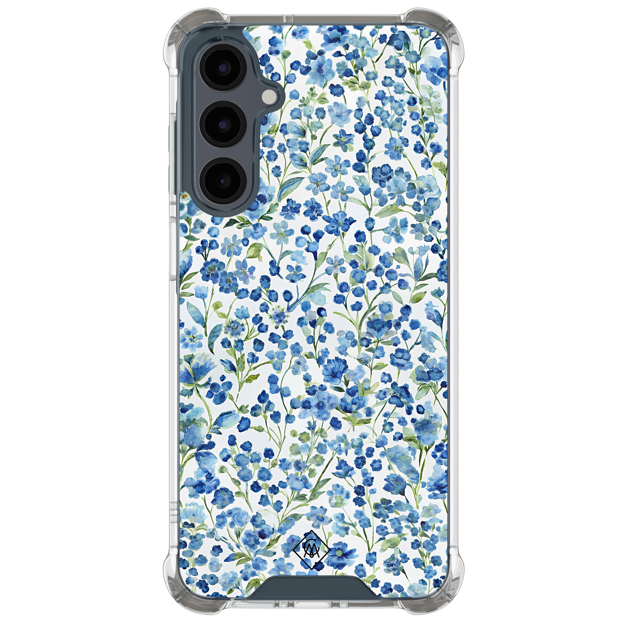 Samsung Galaxy A17 shockproof hoesje Vintage blue floral