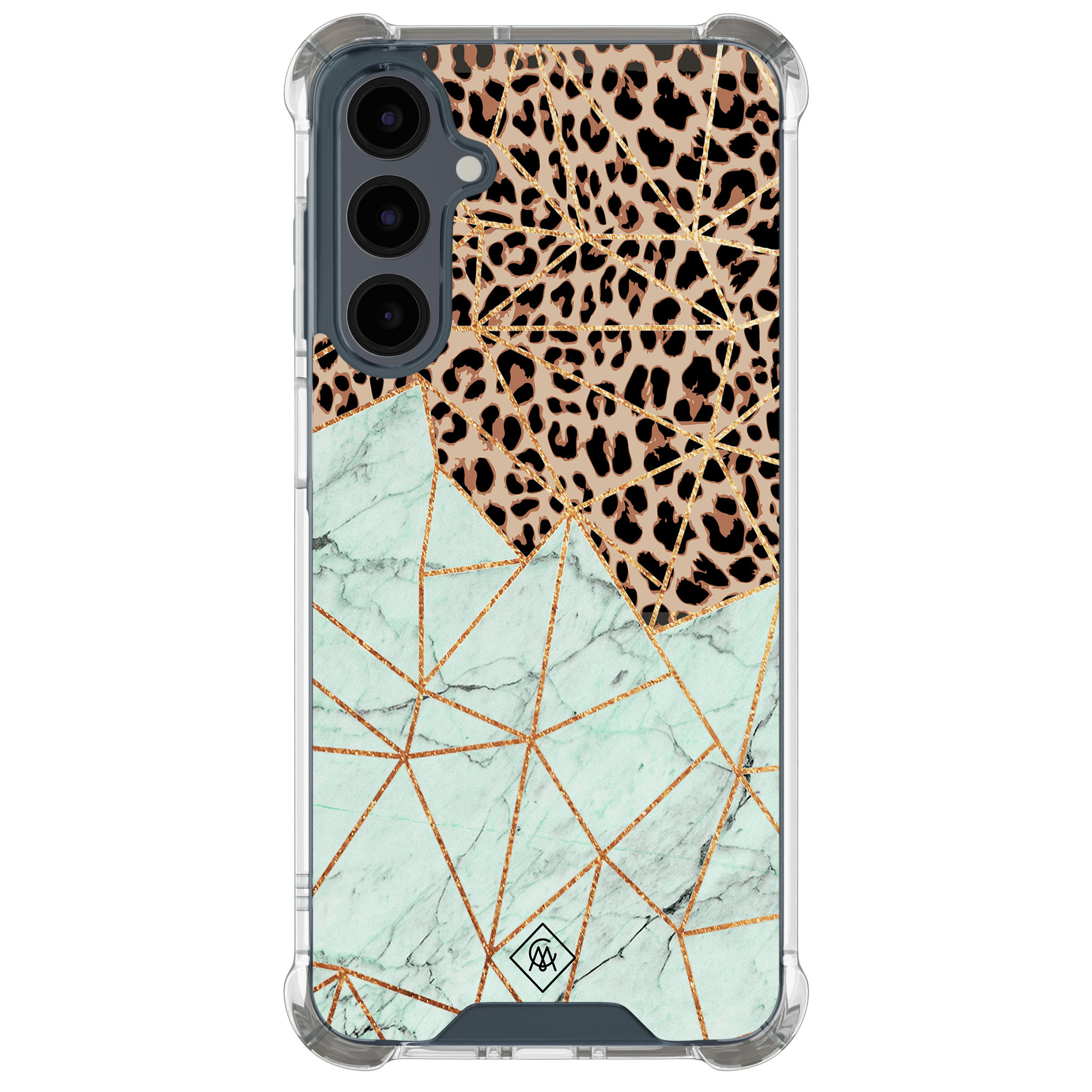 Samsung Galaxy A17 shockproof hoesje Luipaard marmer mint
