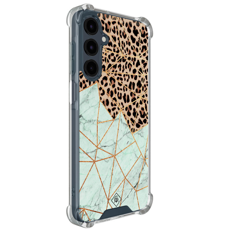 Casimoda Samsung Galaxy A17 shockproof hoesje - Luipaard marmer mint