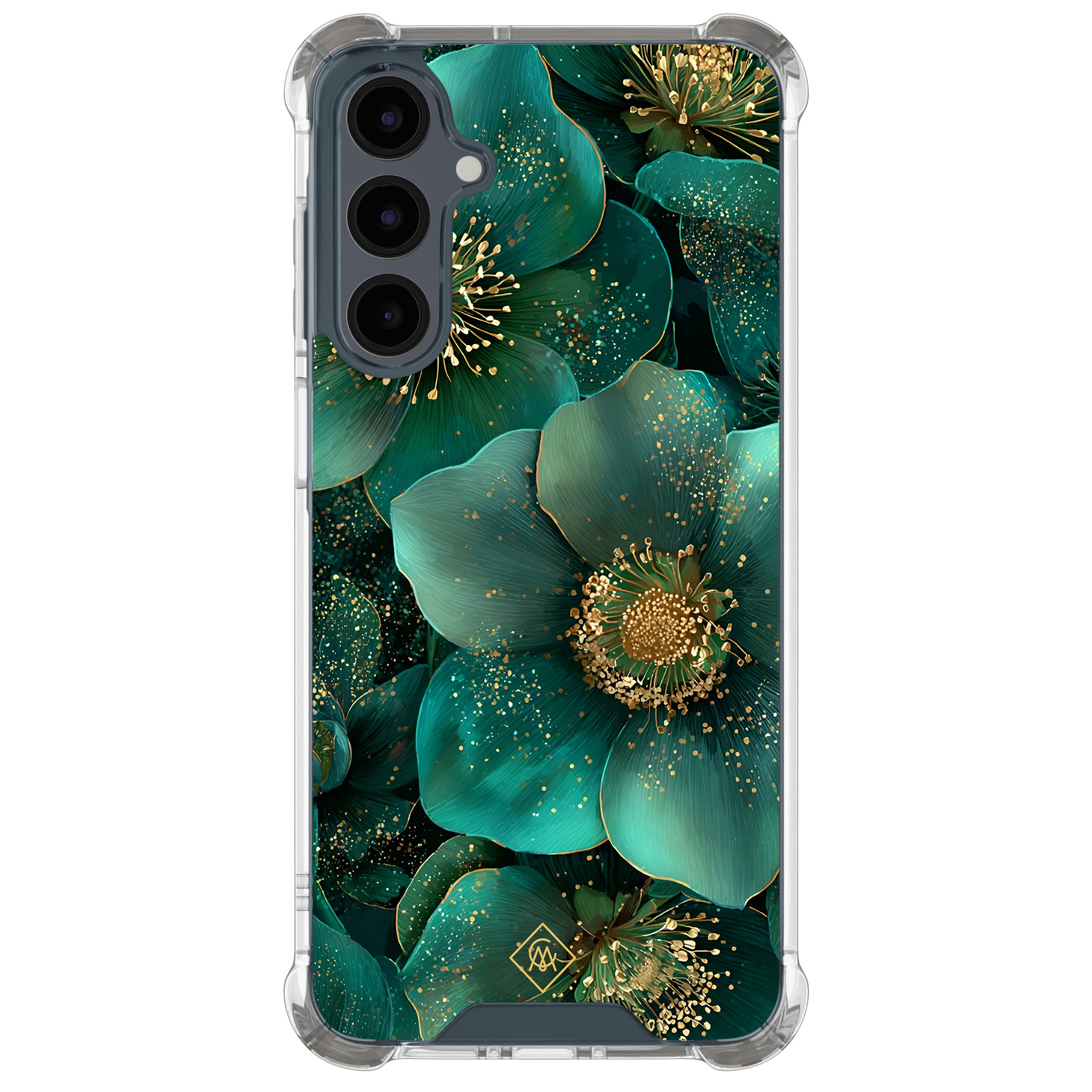 Samsung Galaxy A17 shockproof hoesje Emerald flowers