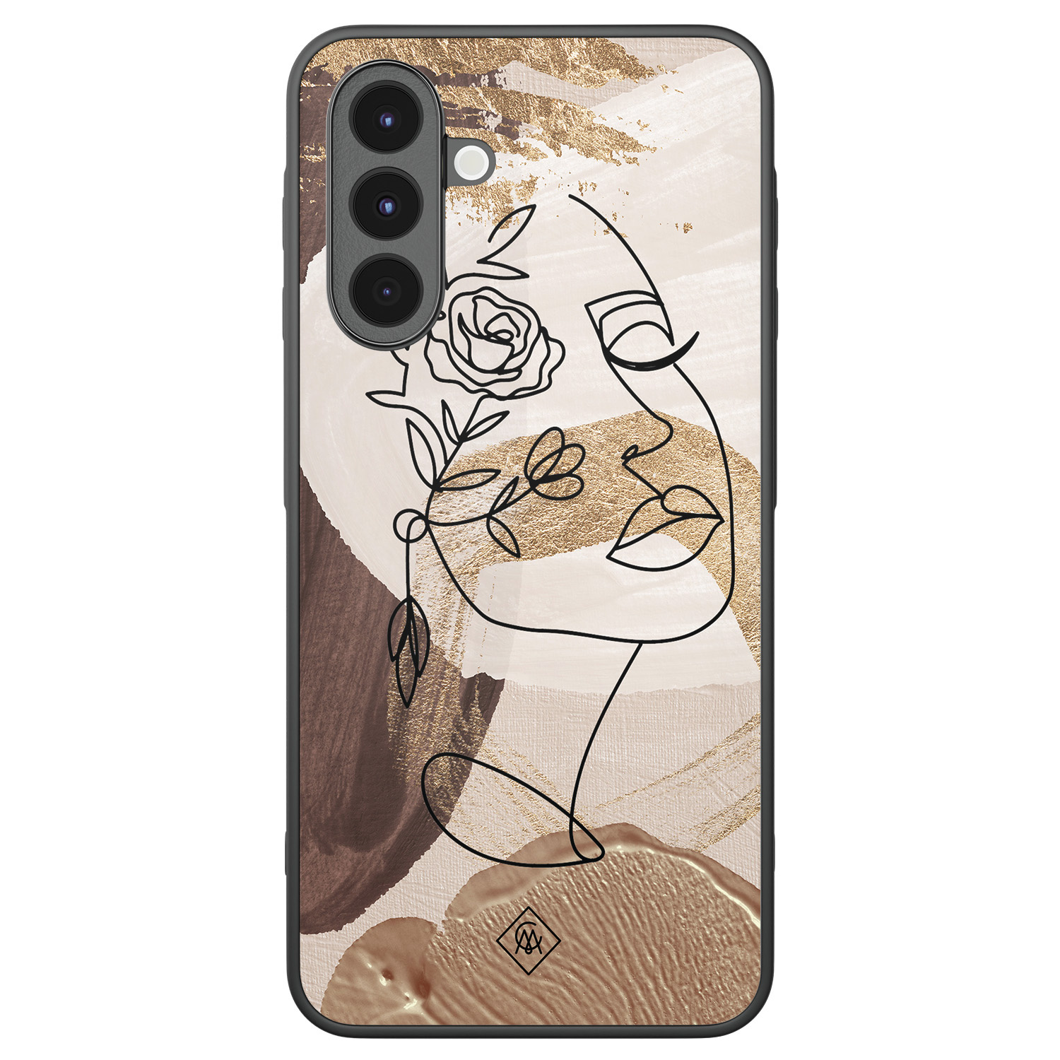 Samsung Galaxy A17 hoesje Abstract gezicht bruin