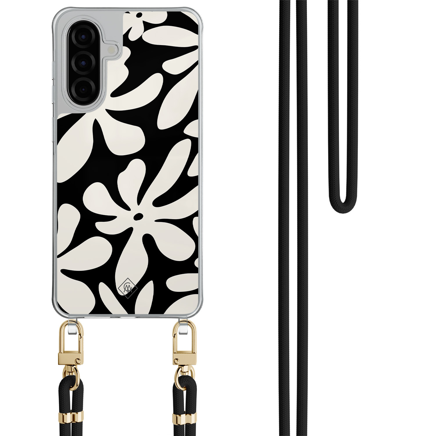 Samsung Galaxy A57 hoesje met zwart koord Noir bloom