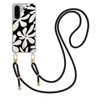 Casimoda Samsung Galaxy A57 hoesje met zwart koord - Noir bloom