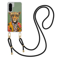 Casimoda Samsung Galaxy A57 hoesje met zwart koord - Luipaard hipster