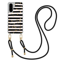 Casimoda Samsung Galaxy A57 hoesje met zwart koord - Hart streepjes