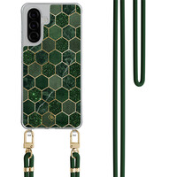 Casimoda Samsung Galaxy A57 hoesje met groen koord - Kubus groen