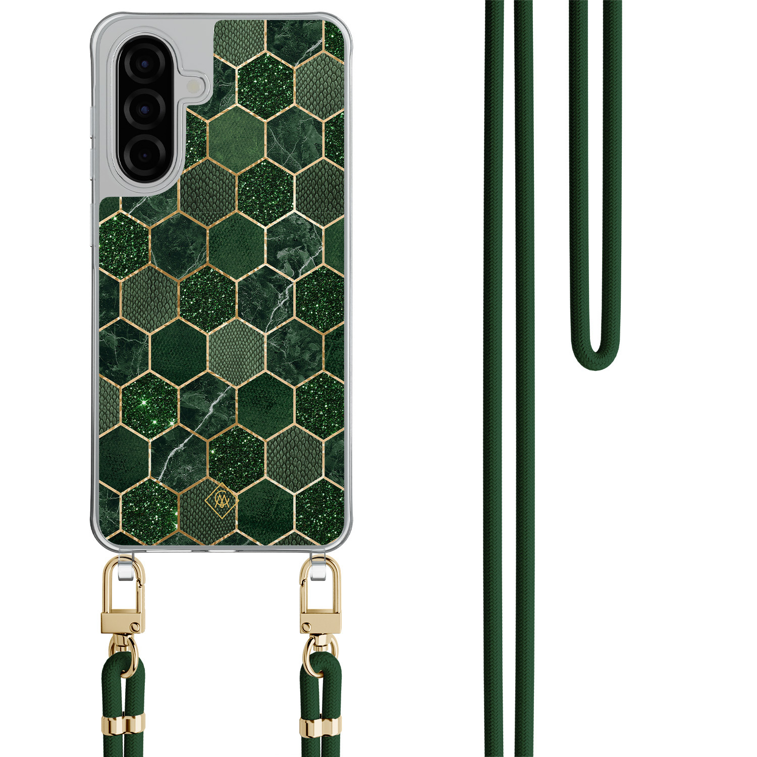 Samsung Galaxy A57 hoesje met groen koord Kubus groen
