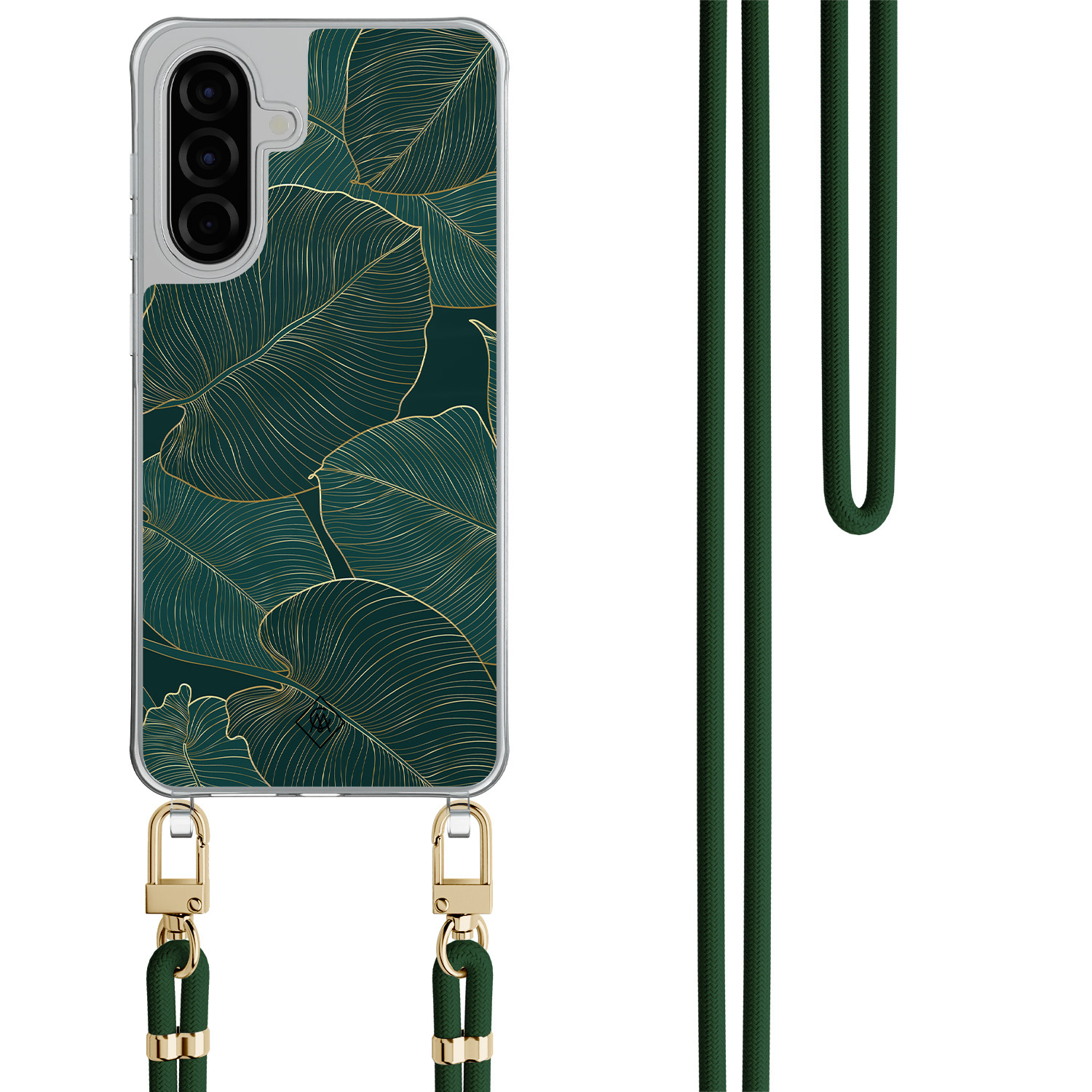 Samsung Galaxy A57 hoesje met groen koord Monstera leaves