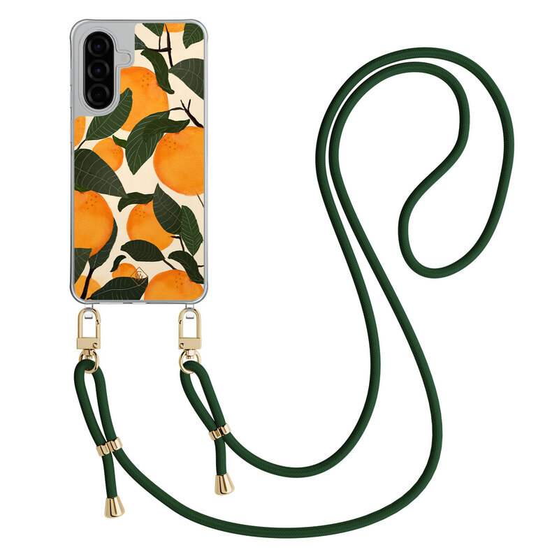 Casimoda Samsung Galaxy A57 hoesje met groen koord - Orange garden