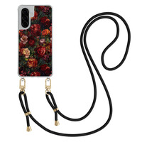 Casimoda Samsung Galaxy A57 hoesje met zwart koord - Floral garden