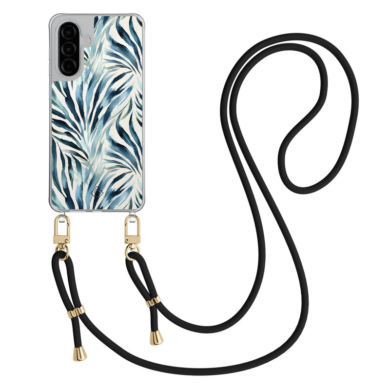 Casimoda Samsung Galaxy A57 hoesje met donkerblauw koord - Japandi waves