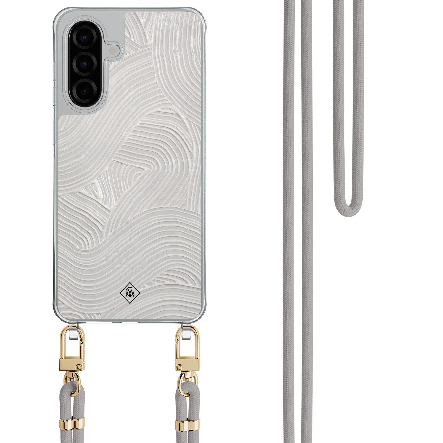 Samsung Galaxy A57 hoesje met grijs koord Abstract waves
