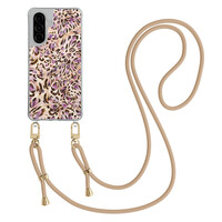 Casimoda Samsung Galaxy A57 hoesje met beige koord - Luipaard lila