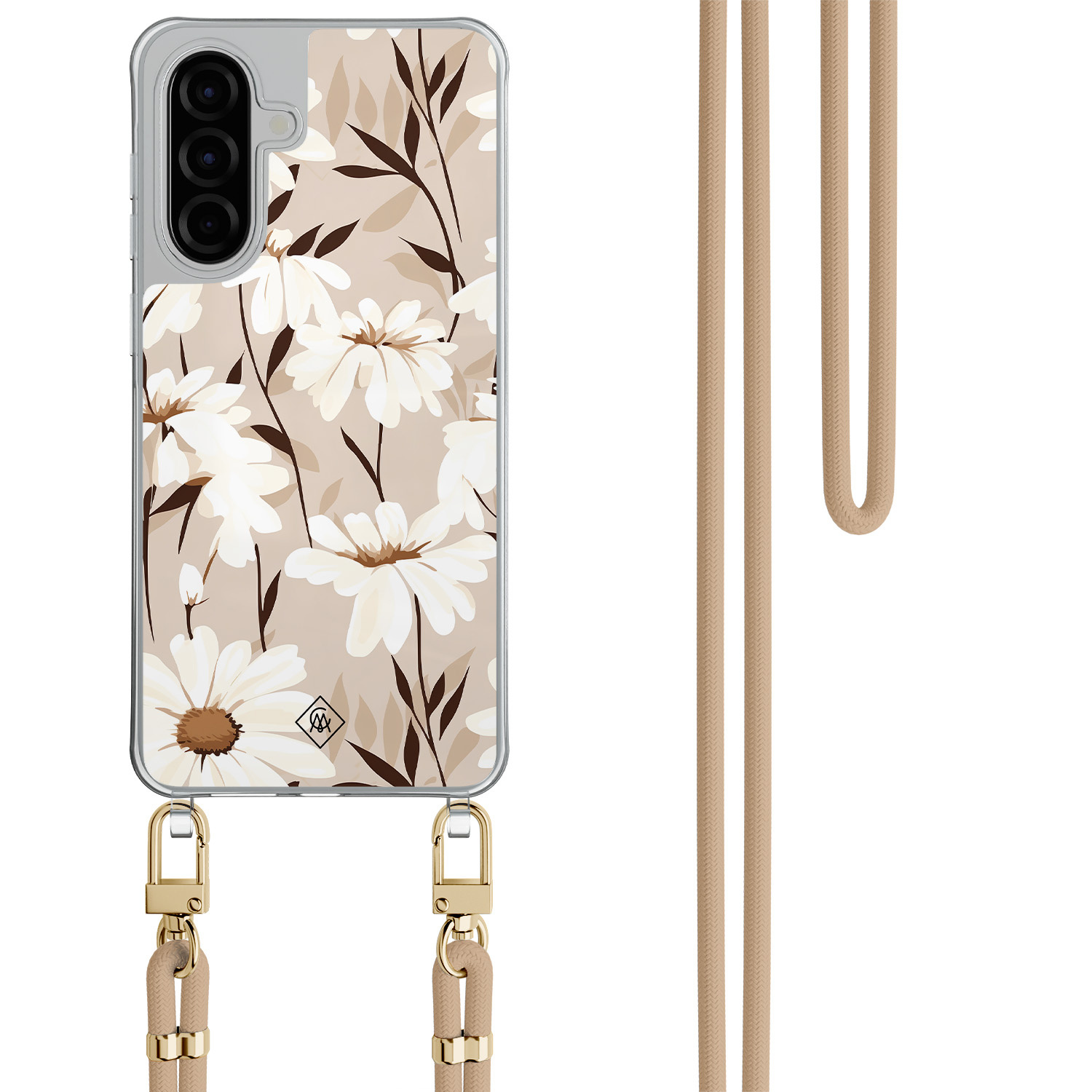 Samsung Galaxy A57 hoesje met beige koord In bloom