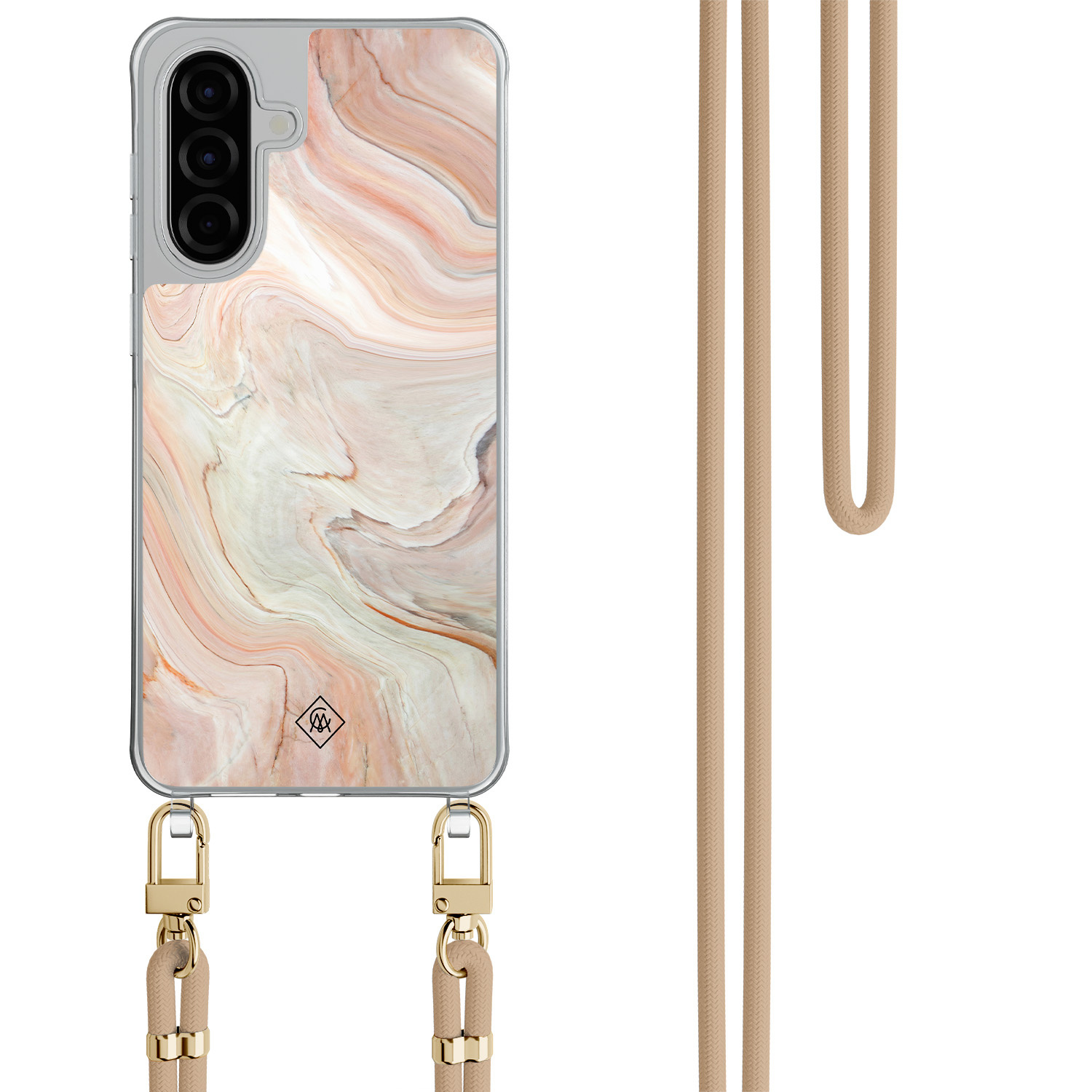 Samsung Galaxy A57 hoesje met beige koord Marmer waves