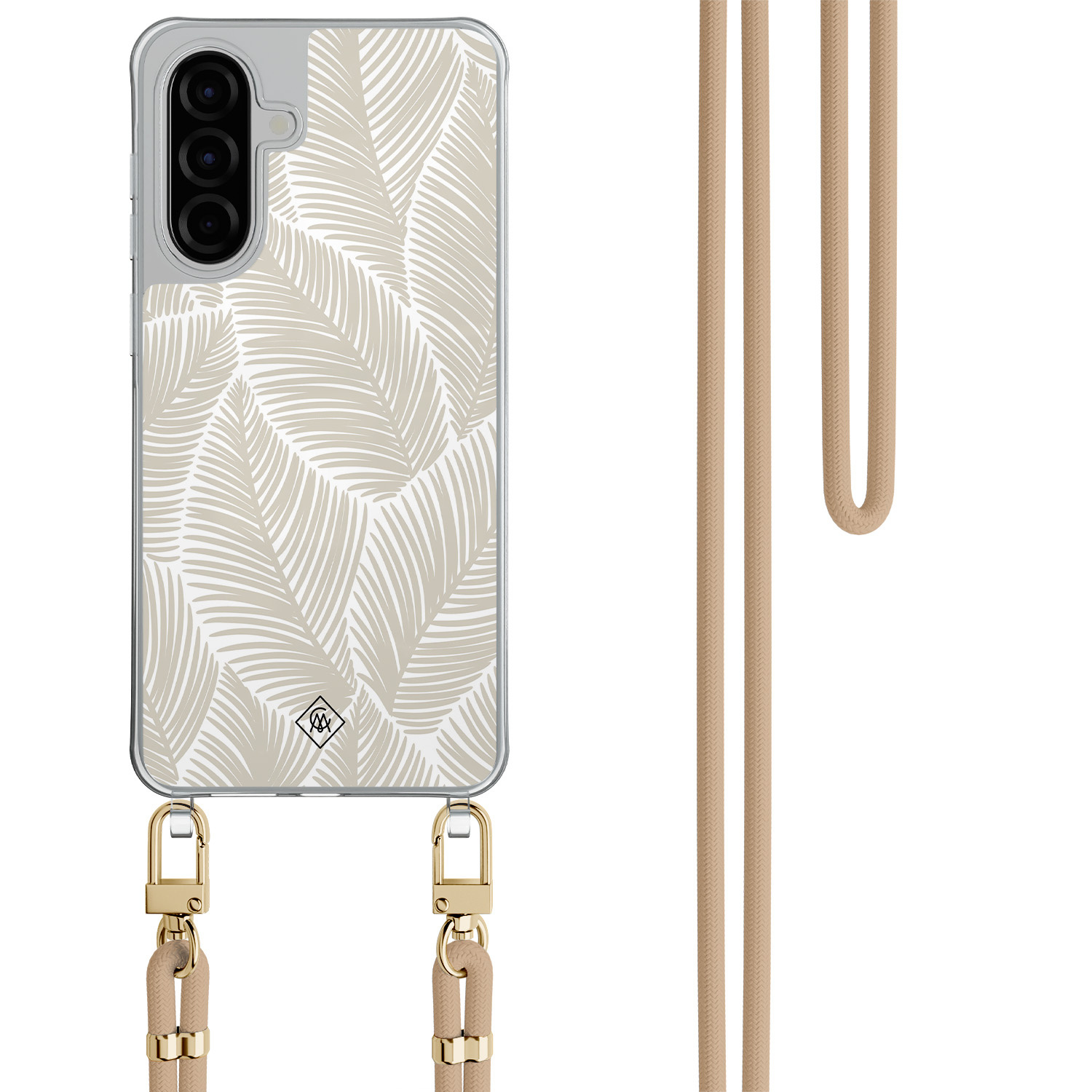 Samsung Galaxy A57 hoesje met beige koord Palm leaves beige