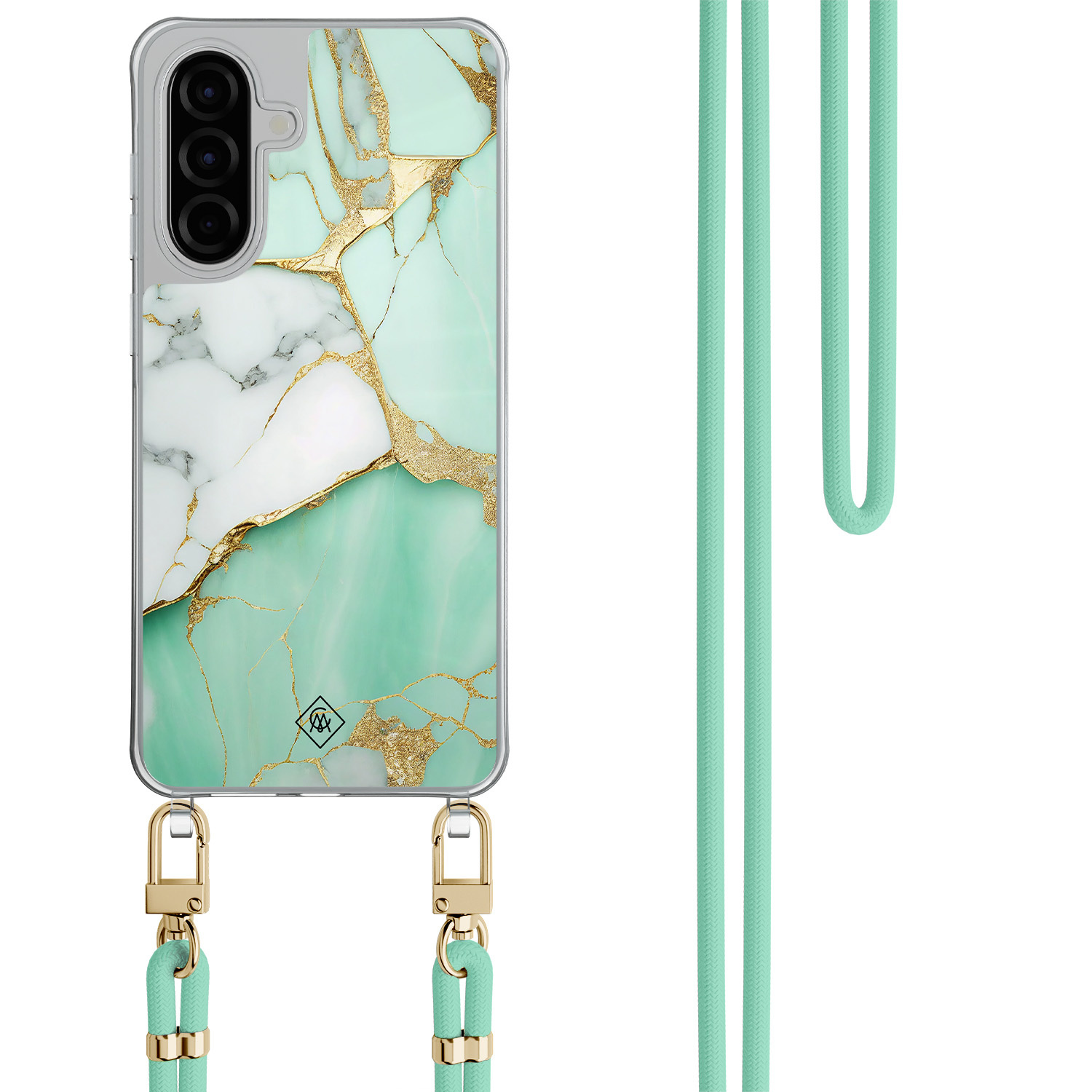 Samsung Galaxy A57 hoesje met mint koord Marmer mintgroen