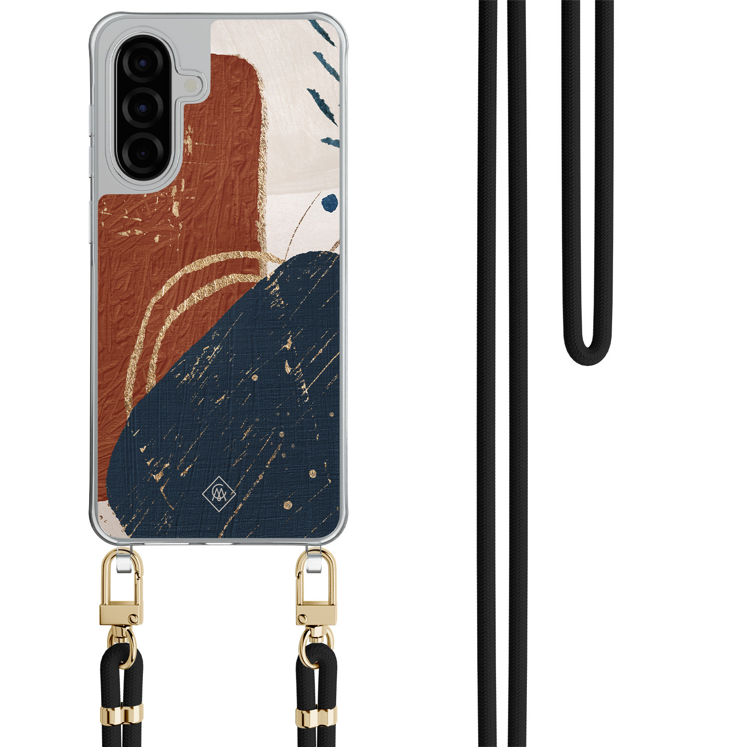 Samsung Galaxy A57 hoesje met zwart koord Abstract terracotta