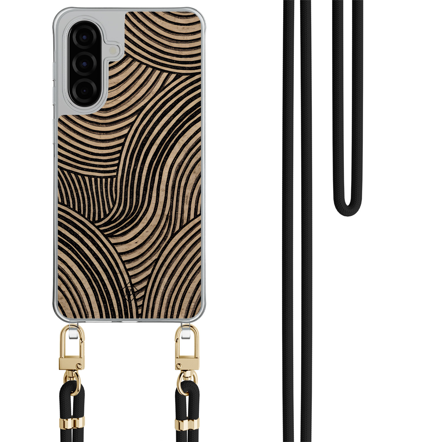Samsung Galaxy A57 hoesje met zwart koord Ebony waves