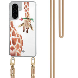 Casimoda Samsung Galaxy A57 hoesje met beige koord - Giraffe