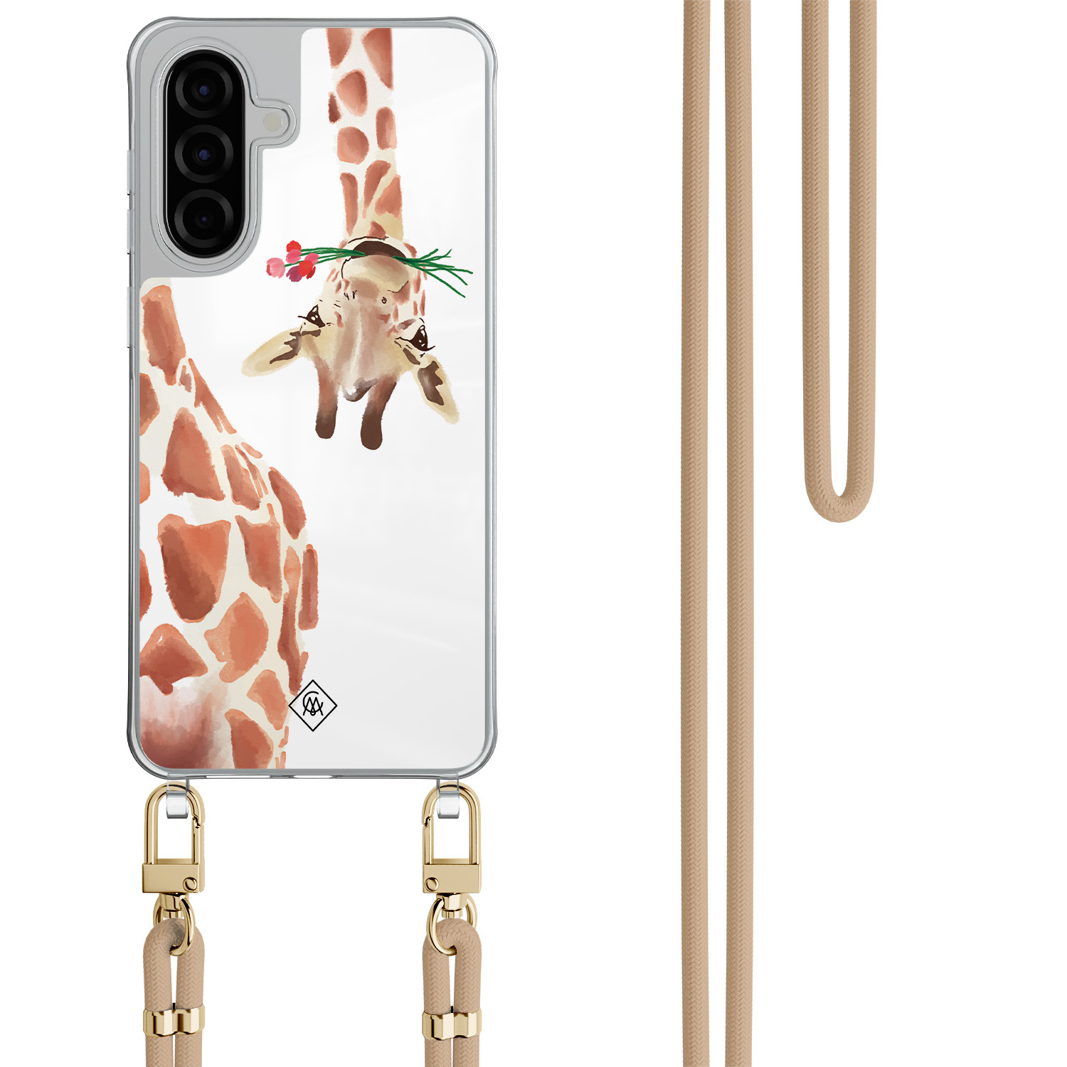 Samsung Galaxy A57 hoesje met beige koord Giraffe