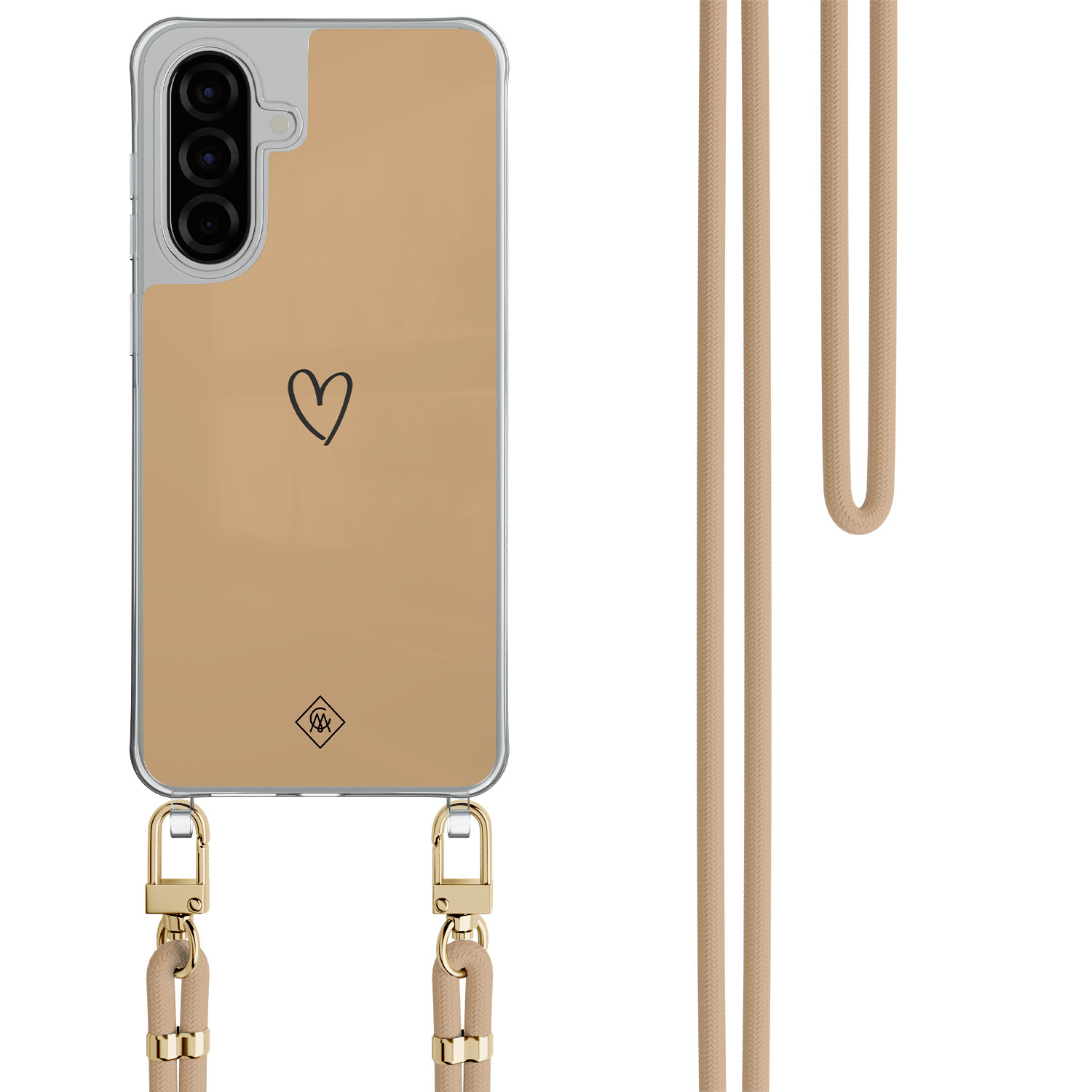 Samsung Galaxy A57 hoesje met beige koord Hart bruin