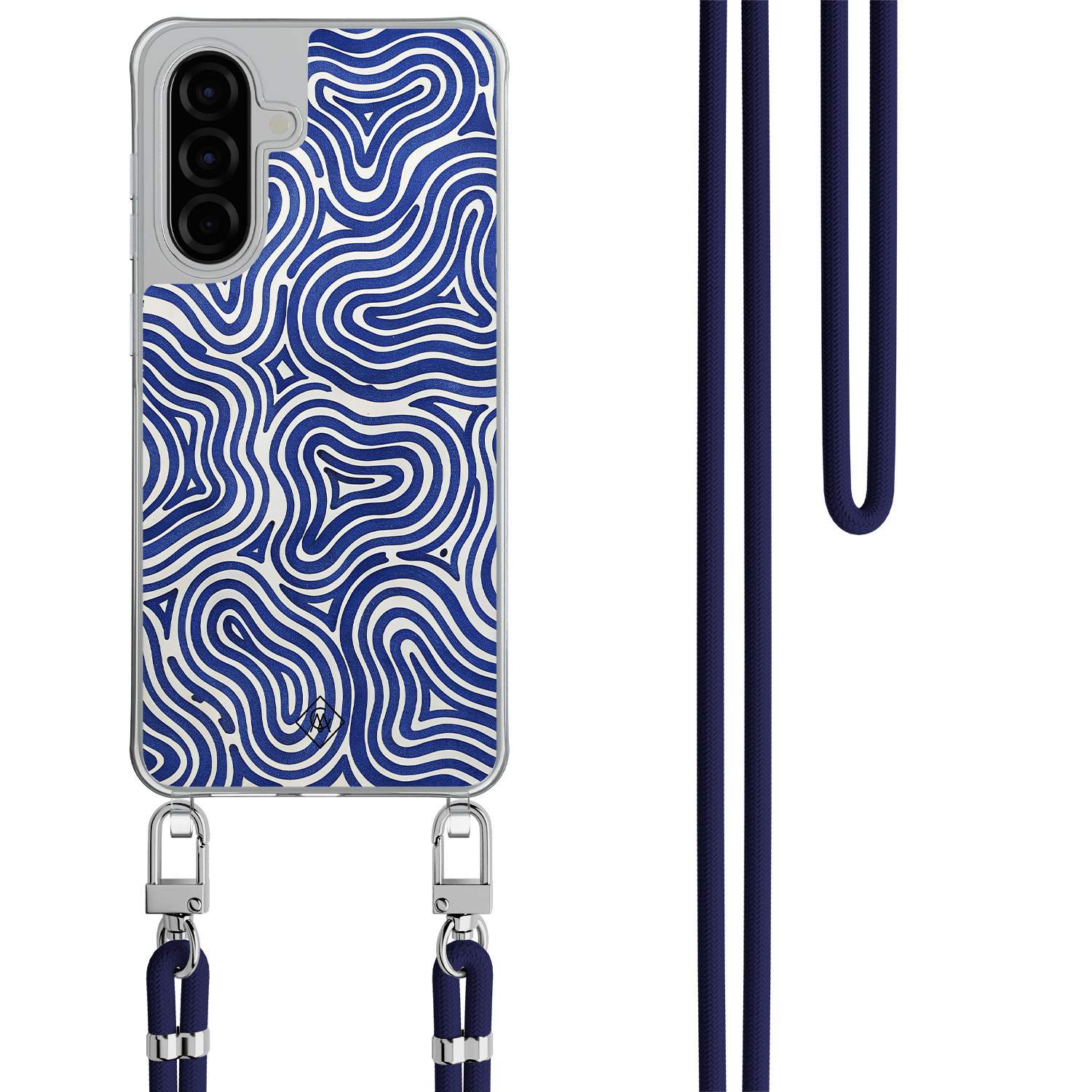 Samsung Galaxy A57 hoesje met donkerblauw koord Ocean waves