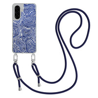 Casimoda Samsung Galaxy A57 hoesje met donkerblauw koord - Ocean waves