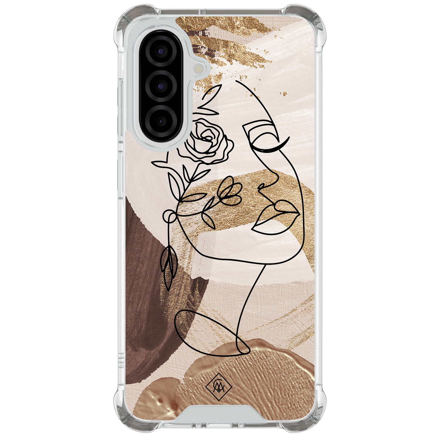 Samsung Galaxy A57 shockproof hoesje Abstract gezicht bruin