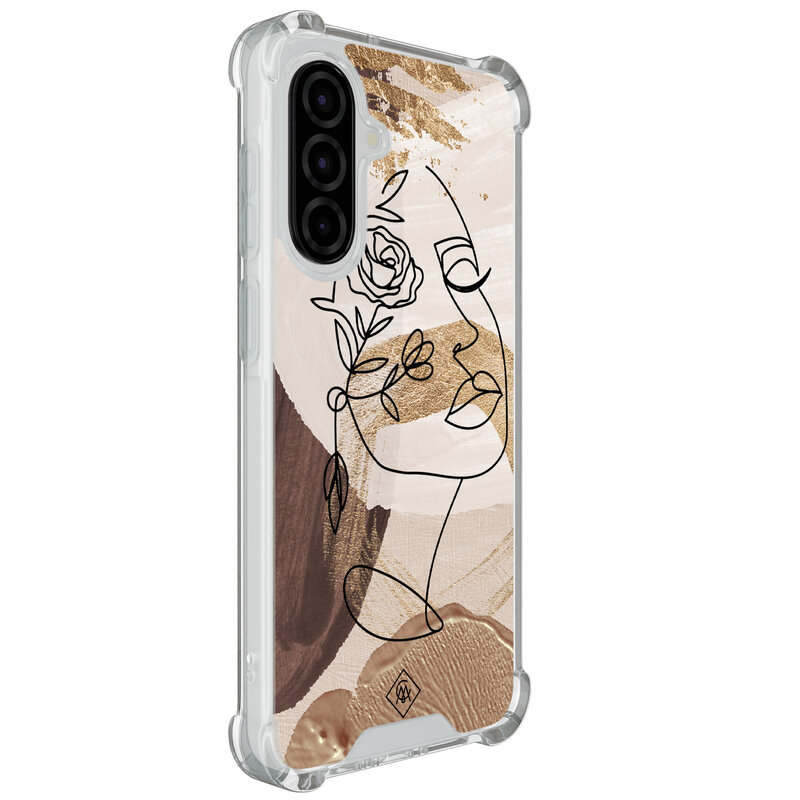 Casimoda Samsung Galaxy A57 shockproof hoesje - Abstract gezicht bruin