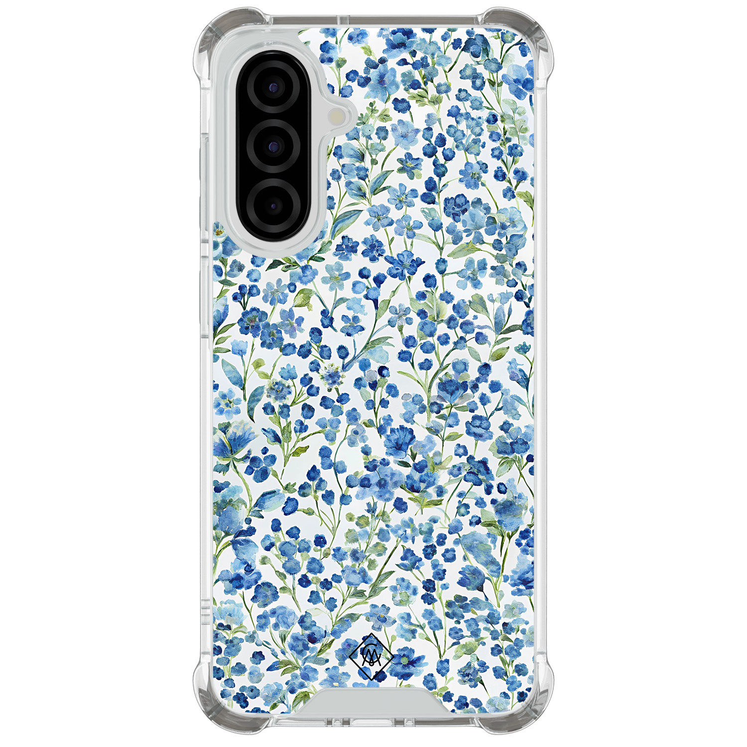Samsung Galaxy A57 shockproof hoesje Vintage blue floral